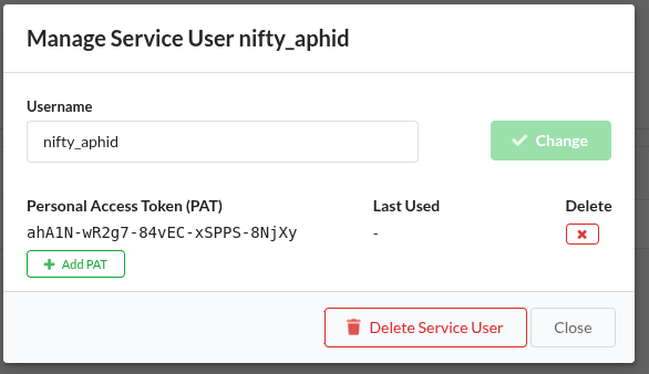 Creating a Personal Access Token (PAT) for a Service User